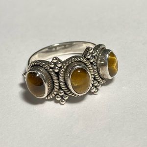 Doug Paulus Sterling Silver Tiger’s Eye Ornate Ring